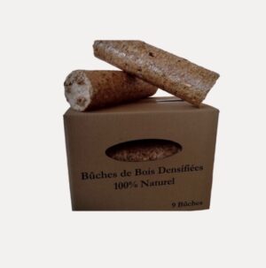 bûches de bois densifiées à haut pouvoir calorifique de la marque AS BUCHES.